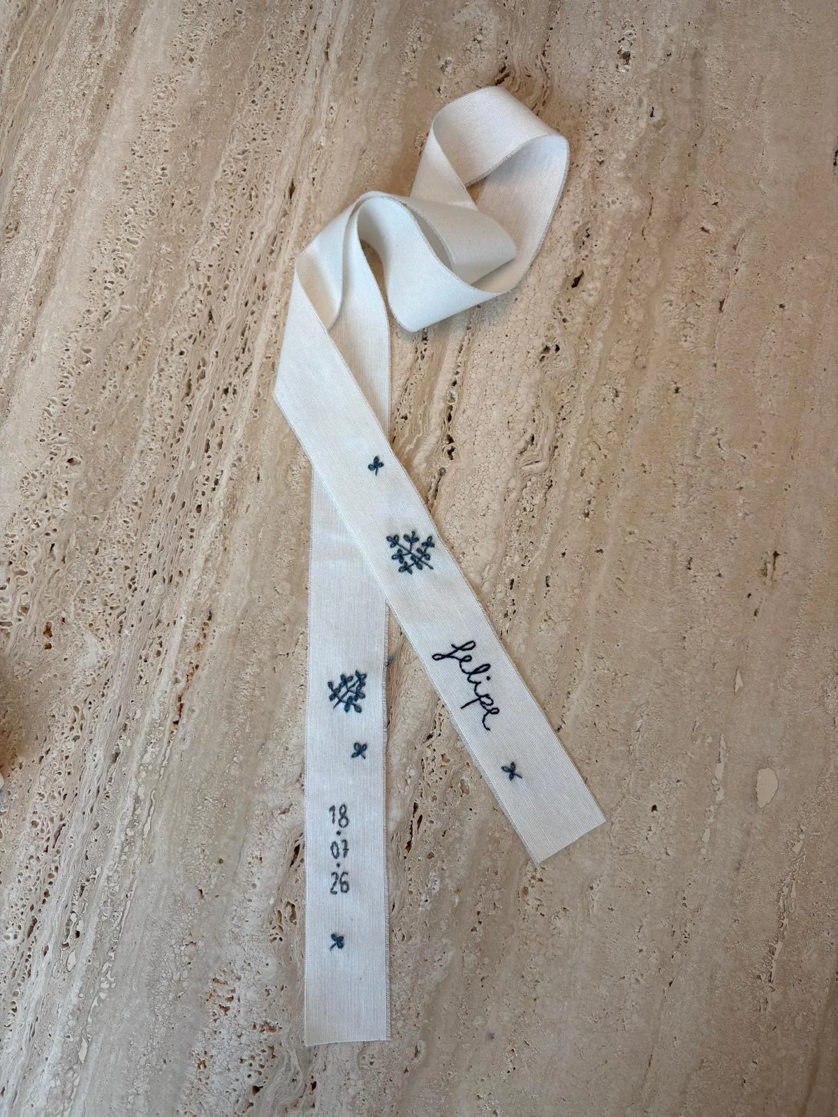 Cinta de cirio bordada para bautizo — Gali Studio